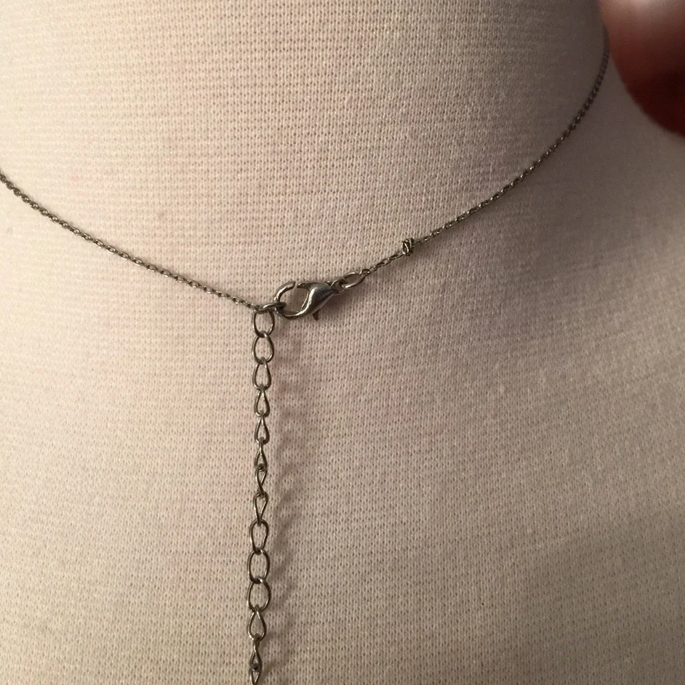Pink Crystal Peace Sign Pendant Necklace